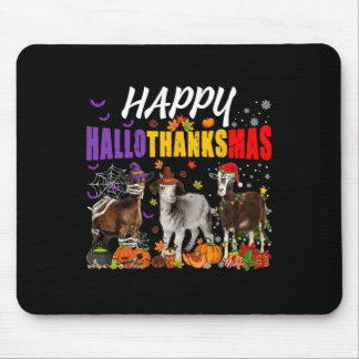 Tapis De Souris Fun Chèvres maman pèlerin Père Noël Costume Happy