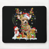 Tapis De Souris Fun Chihuahua Noël Chien moche Santa Hat Lumières (Devant)