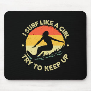 Tapis De Souris Fun design de surf comme une fille pour femmes Rét