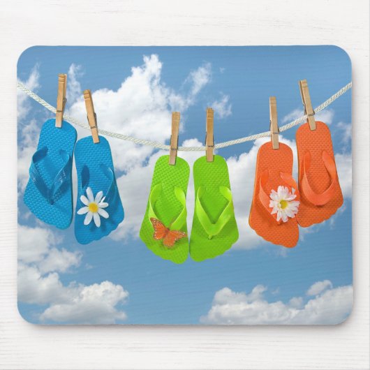 Tapis De Souris Fun Flip-Flops Sur Clothesline (Devant)