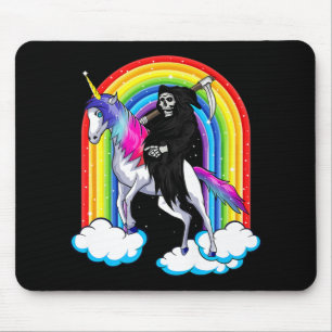 Tapis De Souris Fun Grim Reaper Monter Une Unicorne Décès Unicorn