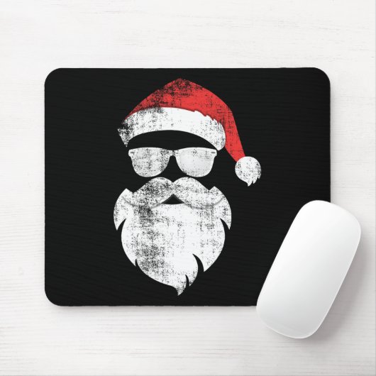 Tapis De Souris Fun Hipster Père Noël Visage avec Casquette Beauté (Avec souris)