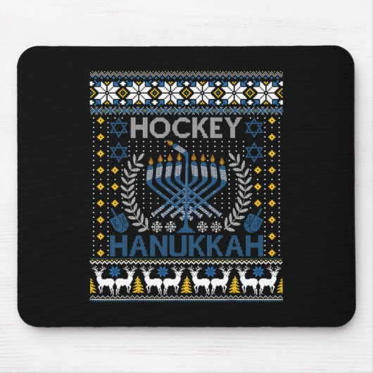 Tapis De Souris Fun Hockey Menorah Hanoukka Festival juif Vacances (Devant)
