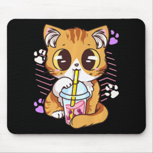 Tapis De Souris Fun Kawaii Cute Cat Boba Buble Lait Thé Anime Nek