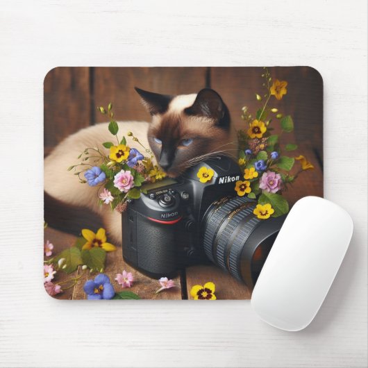 Tapis De Souris Fun Kitty avec Fleurs et Caméra Mousepad (Avec souris)