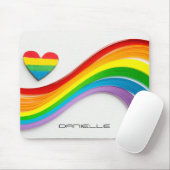 Tapis De Souris Fun Modern LGBT Pride Rainbow Nom personnalisé (Avec souris)