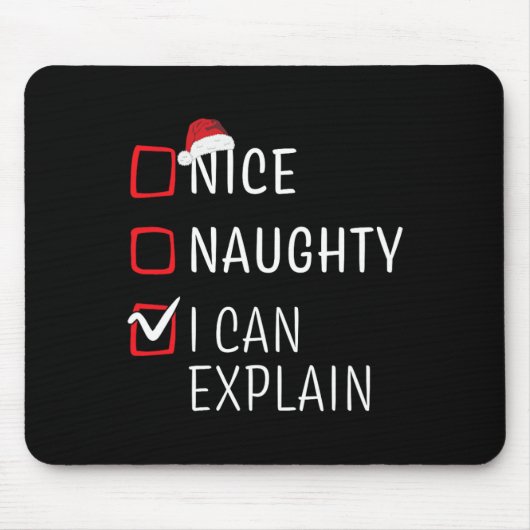 Tapis De Souris Fun Naughty Nice Noël Famille Pajama Hommes Femmes (Devant)