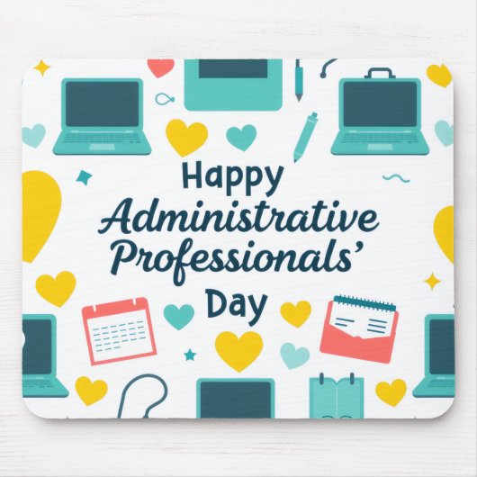 Tapis De Souris Fun Office Icons Administrative Day Pattern (Devant)