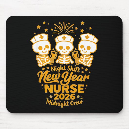 Tapis De Souris Fun Skeleton Er Icu Nurse Night Shift Crew New Yea (Devant)