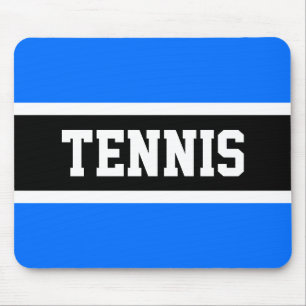 Tapis De Souris Fun Sporty Block TENNIS Lettres Bleu Black Stripes
