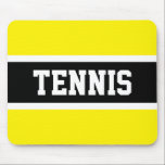 Tapis De Souris Fun Sporty Bold TENNIS Texte Jaune Black Stripes<br><div class="desc">Ce design sportif amusant présente des grandes lettres fortes classiques à l'intérieur d'une large bande noire surlignée avec des rayures blanches sur un arrière - plan jaune vif avec "TENNIS" épelé à l'avant et au centre. Faites-le vous-même : Les couleurs et le texte de ce design peuvent être personnalisés.</div>