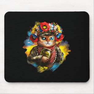 Tapis De Souris Fun Ukrainien Chat Soldat Jour commémoratif Retro 