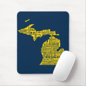 Tapis De Souris Fun Yellow et Navy Blue State of Michigan villes (Avec souris)