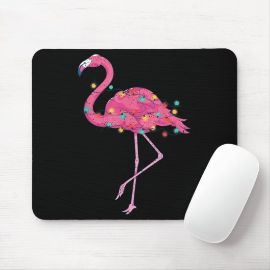 Tapis De Souris Funky Xmas Lumières Nk Flamant rose Trocal Noël Da (Avec souris)