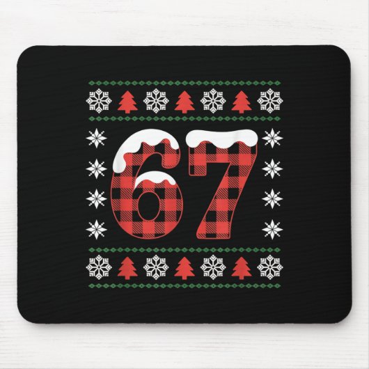 Tapis De Souris Funny 67 Buffalo Plaid Christmas Snow Ugly Sweater (Devant)