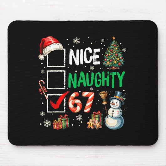 Tapis De Souris Funny 6-7 Meme Nice Naughty 67 Christmas Brain Rot (Devant)