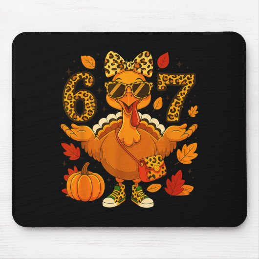 Tapis De Souris Funny 6 7 Thanksgiving Leopard Bow Turkey Six Seve (Devant)