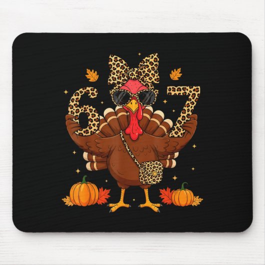 Tapis De Souris Funny 6 7 Thanksgiving Leopard Bow Turkey Six Seve (Devant)