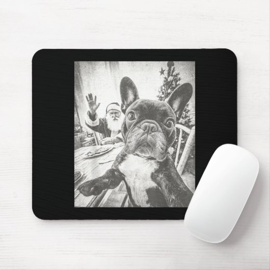 Tapis De Souris Funny Ai French Bulldog Selfie With Santa Claus Ch (Avec souris)