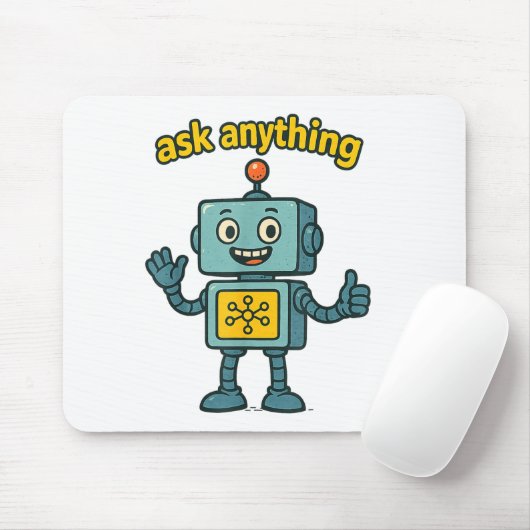 Tapis De Souris Funny Ai Robot With Ask Anything Quote _ Geek Tee  (Avec souris)