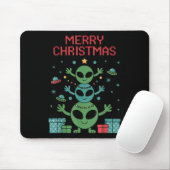 Tapis De Souris Funny Alien Trio Merry Ugly Christmas Santa Hat Xm (Avec souris)