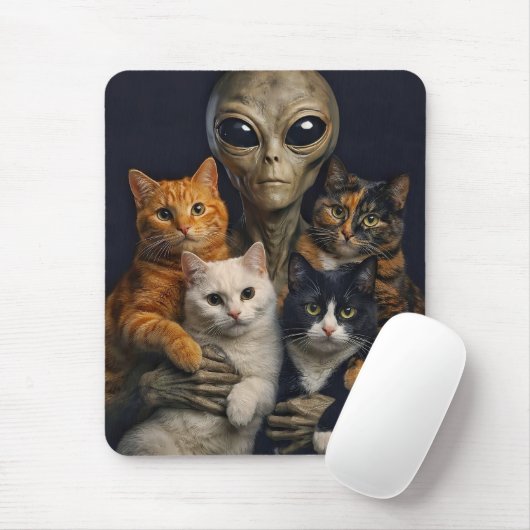 Tapis De Souris Funny Alien with Cats Renaissance Art (Avec souris)
