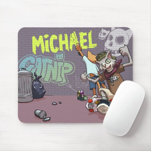 Tapis De Souris Funny Alley Cats Ajouter Le Nom Skateboard Graffit (Avec souris)