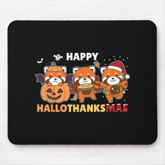 Tapis De Souris Funny Animals For The Holidays Red Panda Christmas (Devant)