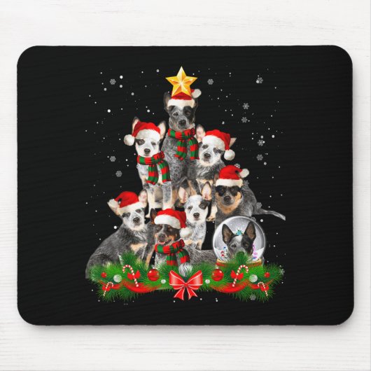 Tapis De Souris Funny Australian Cattle Dog Dog Christmas Tree - B (Devant)