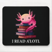 Tapis De Souris Funny Axolotl Book Lover Librarian Reading Library (Devant)