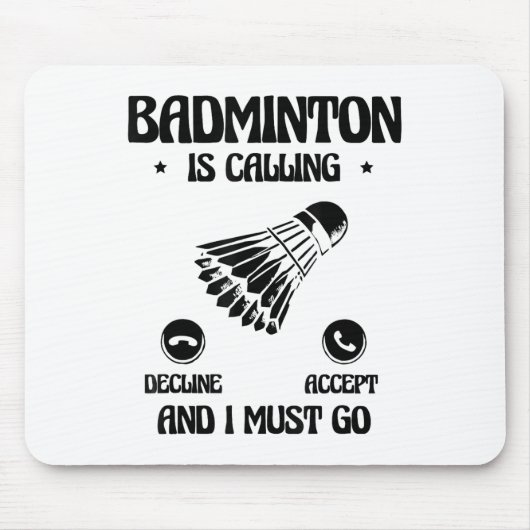 Tapis De Souris Funny Badminton Player Love Shuttle Design 2 (Devant)