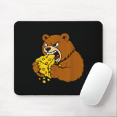 Tapis De Souris Funny Bear Eating Cheese Illustration For Food Lov (Avec souris)