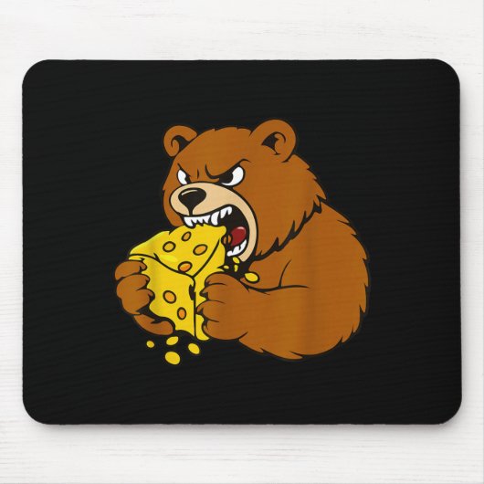 Tapis De Souris Funny Bear Eating Cheese Illustration For Food Lov (Devant)