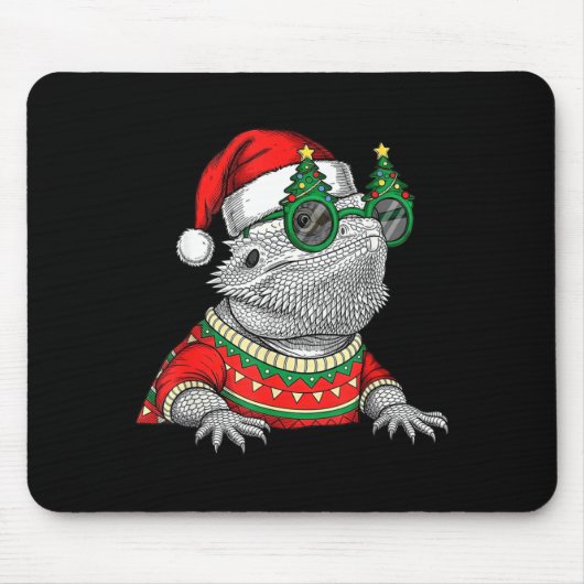 Tapis De Souris Funny Bearded Dragon Santa Hat Christmas (Devant)