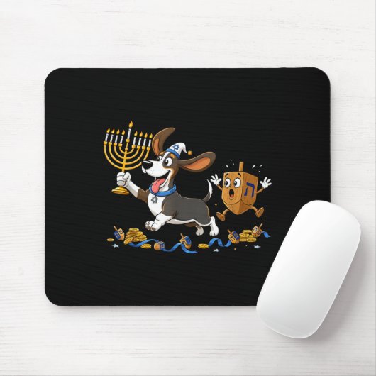 Tapis De Souris Funny Bet Hound Dreidel Menorah Hanukkah Kids Wome (Avec souris)