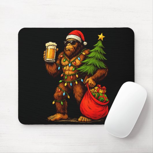 Tapis De Souris Funny Big Foot Santa Hat Drink Christmas Tree Xmas (Avec souris)