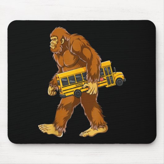 Tapis De Souris Funny Bigfoot Bus Driver Sasquatch School Bus Love (Devant)