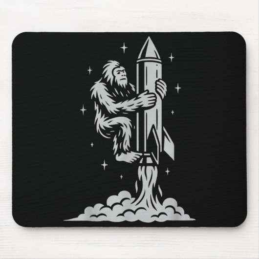 Tapis De Souris Funny Bigfoot Flying Into Space With Stars And Cos (Devant)