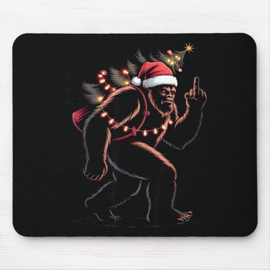 Tapis De Souris Funny Bigfoot Middle Finger Christmas Sasquatch An (Devant)