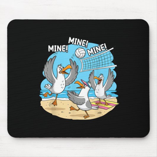 Tapis De Souris Funny Bird Playing Volleyball Mine Game Day Vibes  (Devant)
