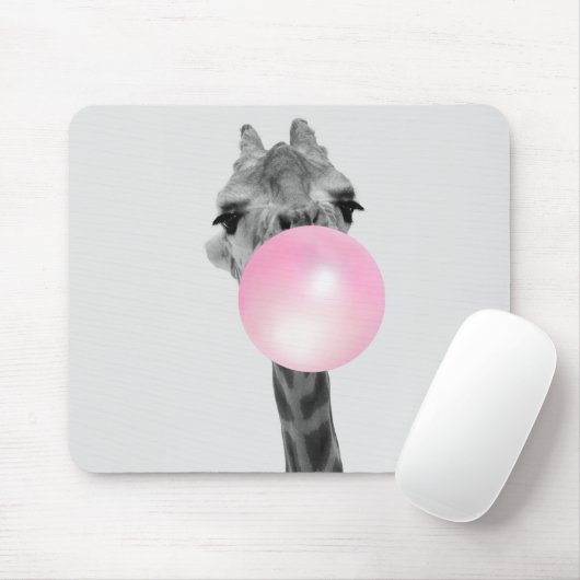 Tapis De Souris Funny Black and White Giraffe avec Bubble Gum (Avec souris)