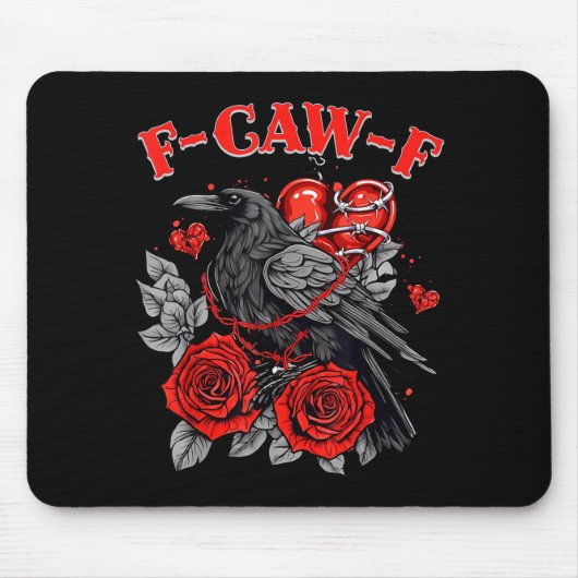 Tapis De Souris Funny Black Bird F-caw-f Anti Valentines Day Singl (Devant)