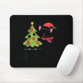 Tapis De Souris Funny Black Ca Pushing Christmas Tree Over Cat Wha (Avec souris)