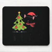 Tapis De Souris Funny Black Ca Pushing Christmas Tree Over Cat Wha (Devant)