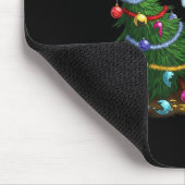 Tapis De Souris Funny Black Cat Pushing Christmas Tree  (Coin)