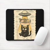 Tapis De Souris Funny Black Cat Ufo Ramen Alien Abduction Graphic (Avec souris)