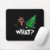 Tapis De Souris Funny Black Cat Xmas Pushing Christmas Tree Over C (Avec souris)
