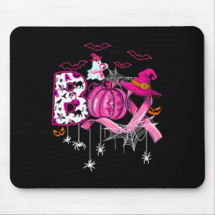 Tapis De Souris Funny Boo Citrouille sorcière rose Ruban Cancer du