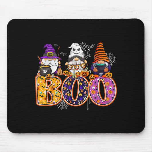 Tapis De Souris Funny Boo Witch Sipders Pumpkins Happy Halloween G (Devant)