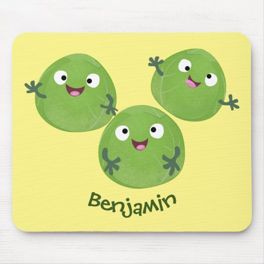 Tapis De Souris Funny Brussels sprouts légumes caricature (Devant)